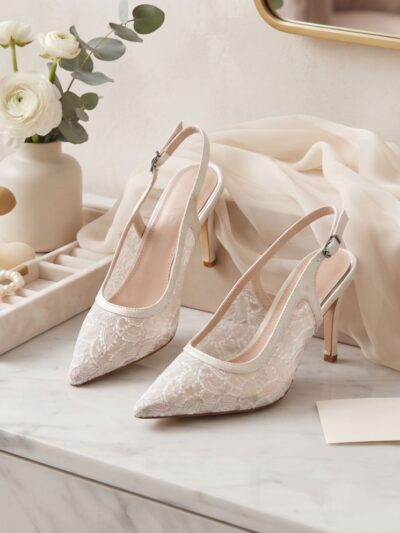 Escarpins En Dentelle Blanche